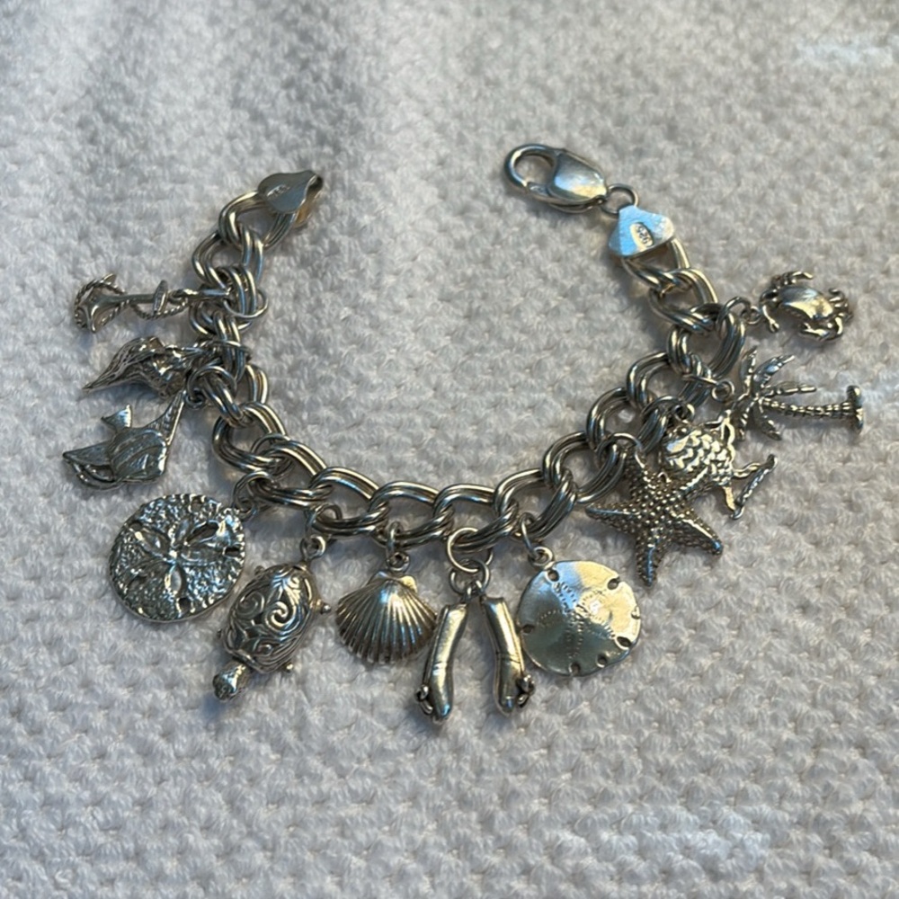 Vintage Nautical Themed Silver Charm Bracelet